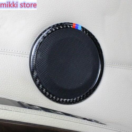 Carbon Fiber Car Styling Door Speaker Ring Sound Decoration Loudspeaker Trim Sticker For BMW 3 Series X1 E90 E92 E84 Accessories