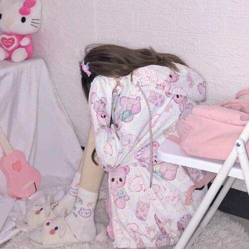 White Sugar Girl {Spot} ~ Factory Original Design Lolita Baby Bear Printed Anorak Thin Coat for Women Summer