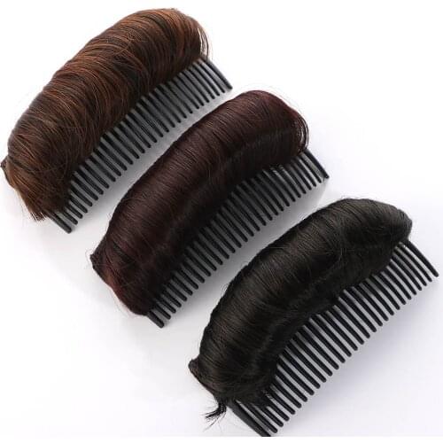 Black Brown Hair Fluffy Hair Pad with Combs Women Princess Styling Hairpin Natural Synthetic False Hair Clip DIY Hair Extensions