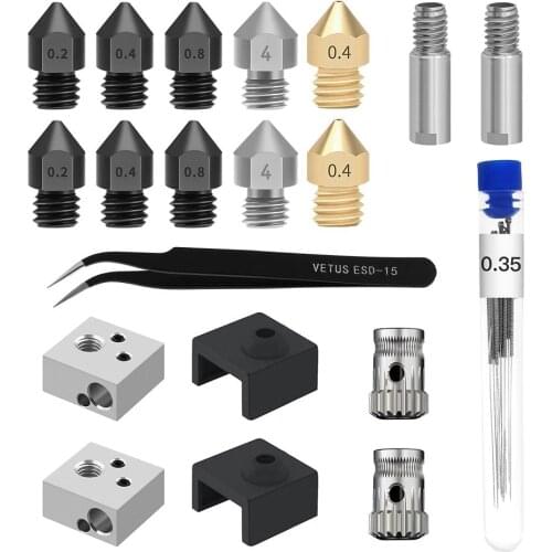 Twotrees 3D Printer Part Steel Nozzle MK8 Aluminum Block Tool 0.35mm Cleaning needle MK8 Sock Extrusion Wheel for Twotrees Bluer