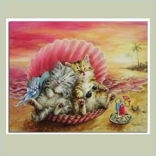 Diy 3D Diamond Painting Rhinestone Crystal Knitting Needles Embroidery Cross Stitch Kits Diamond Mosaic Needlework Shell Cats
