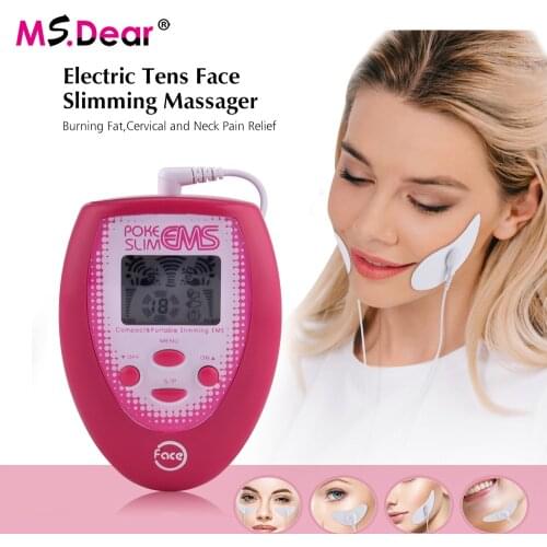 Electric Slimming Facial Massager V-Face Trainer Jaw Exerciser EMS Face Body Pulse Muscle Stimulator With Electrode Pads