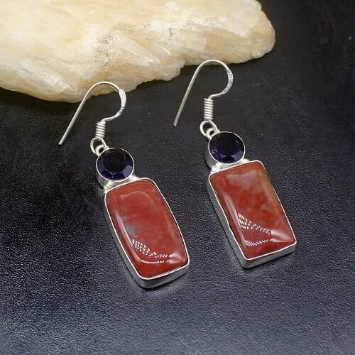 Gemstonefactory Big Promotion 925 Silver Sea Sediment Purple Amethyst Women Ladies Gifts Dangle Drop Earrings 20212421