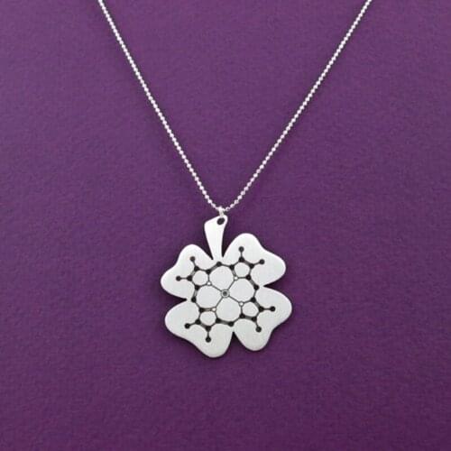 Clover with chlorophyll molecule - Chemistry gift - silver four leaf clover - st. Patricks necklace - science - plant necklace