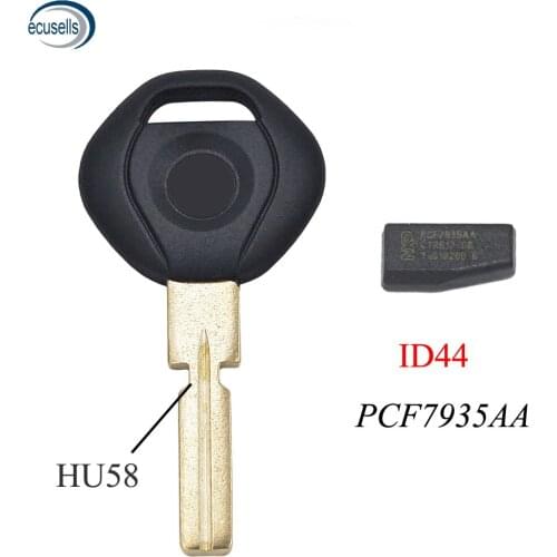 Transponder Key With Blank Blade HU58 and Virgin Transponder Chip ID44 PCF7935AA For BMW 3 5 7 Z3 SERIES E36 E34 E38 E39
