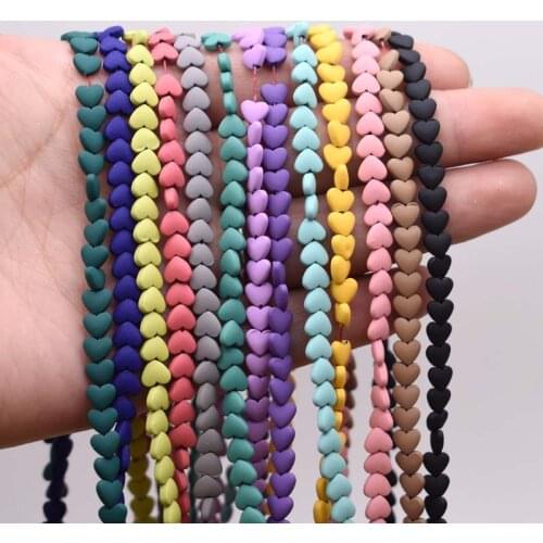 Red yellow purple green 6mm Peach Heart Hematite Natural Stone Spacer Loose Beads For Jewelry Making Diy Findings Accessories