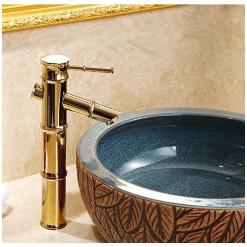 Creative Single Lever hot & cold Bathroom Basin Faucet Antique Brass Sink Mixer Dona 4004 Basin Sink Tap Bamboo Shape Design