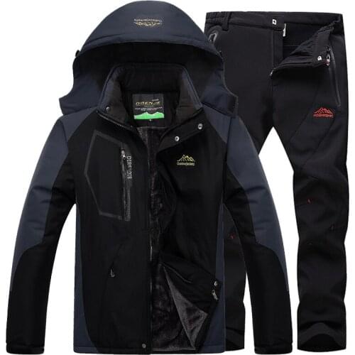 Ski Suit Ski Suit Men Skiing and Snowboarding Sets Super Warm Waterproof Windproof Fleece Jacket+pant Winter Snow Suit Male