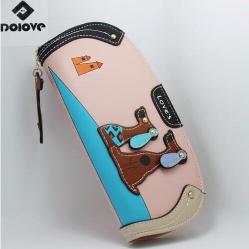 DOLOV New Fashion Cute Puppy Wallet Cartoon Dog 6 Colors PU Leather Women Wallets Ladies Clutch Zipper Long Card Holder A9059