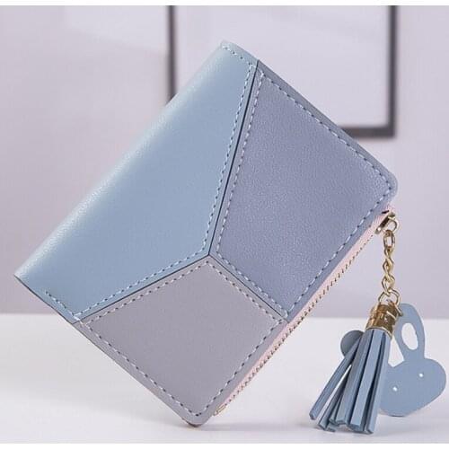New Arrival Wallet Short Women Wallets Zipper Purse Patchwork Fashion Panelled Wallets Trendy Coin Purse Card Holder Leather