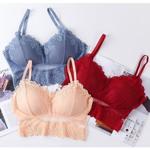 New Women Bralette Deep U Tube Crop Wrap Top Lace Wrap Chest Sexy Vest Underwear Female Strap Bra Lingerie