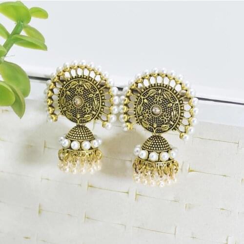 Original Indian color Gold Earrings Egyptian Peacock Bird Cage Jhumkas BOHO Hippie Middle East Gypsy Afghan Oorbellen Jewelry