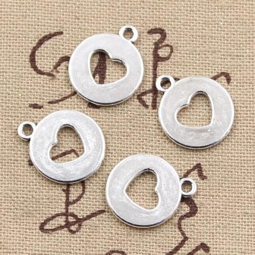 15pcs Charms Heart Cut Out 15mm Antique Making Pendant fit,Vintage Tibetan Silver color,DIY Handmade Jewelry