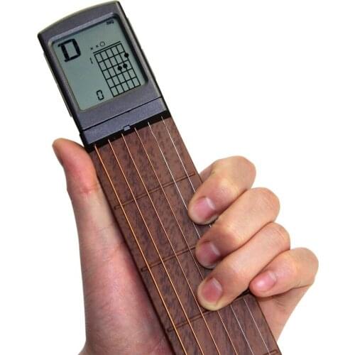 Portable 6-Tone Pocket Guitar Chord Trainer Practice Tool Can Rotate Chord Diagram Screen Guitar Finger Trainer For Beginners