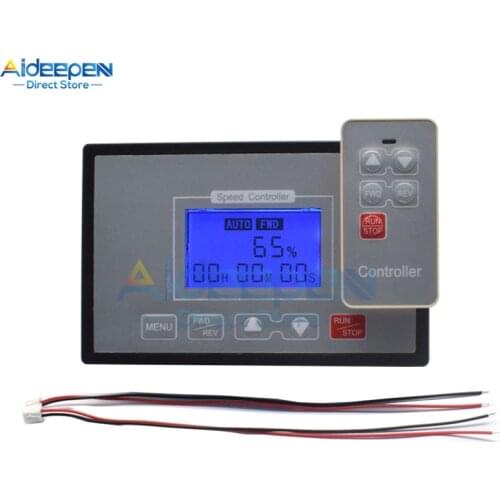 DC 12V 24V 36V 48V 60A LCD Smart Digital Display 0~100% Adjustable PWM DC Motor Speed Controller Timing Reversible Remote Contro