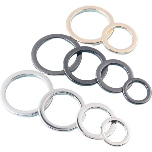 Silver O Buckles 19-50mm Metal O Rings Flat Light Gold O Rings Belt Strap Buckles Bag notions Strong O rings