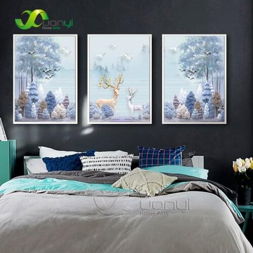 Nordic Style Davids Deer Forest Animal Wall Picture Posters Print Canvas Painting For Living Room Home Decor No Frame