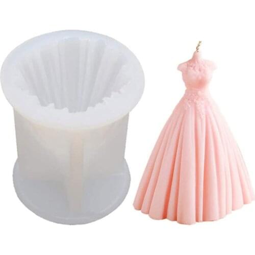 Wedding Dress Candle Mold Wax Aromatherapy Soap Silicone Mold Crystal Jewelry Making Mold for Wedding Decoration DIY Resin Craft