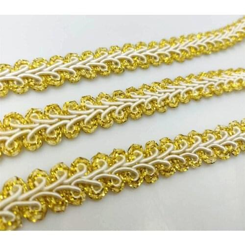 3yards 1.2cm Width Golden Braid Trim jacquard Cotton Rope Lace Golden woven Webbing Sewing Accessory for Garment DIY Trimming