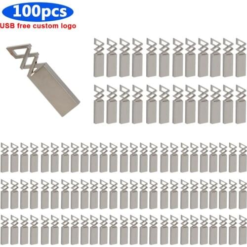 Waterpoof metal 100pcs/lot USB Flash Drive Pendrive 32gb64gb 128gb Memory Stick USB 2.0 Pen Drive 16GB 8GB Flash drive logo free