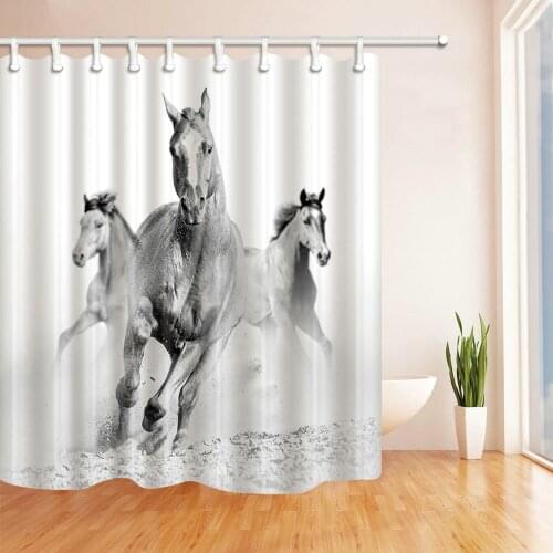 Horse Elephant Shower Curtain 3d Printing Waterproof Polyester Animals Bathroom Curtains 180*200CM Decoration with Hook Curtain