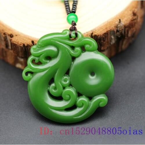 Green Jade Dragon Pendant Double-sided Women Fashion Amulet Carved Charm Jewelry Chinese Natural Men Necklace Gifts