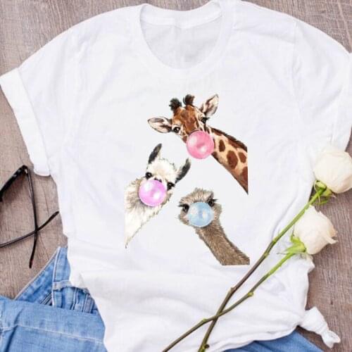 Women Graphic Giraffe Funny Cute Face Fashion Cartoon Clothes Lady Tees Print Tops Clothing Female T Shirt Womens T-Shirt