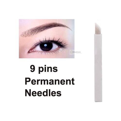 30pcs Eyebrow 9 pins Permanent Makeup needles for eye tattoos Prong flat blades 3d Microblading Embroidery