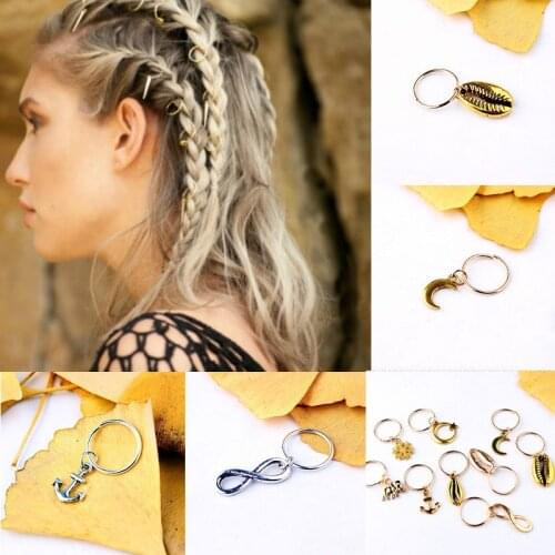 5pcs/set Gold and Silver Shell Hair Braid Jewelry Polished Multiple Hard-wearing Easy To Use Cuffs Braid Rings Hair Jewelry
