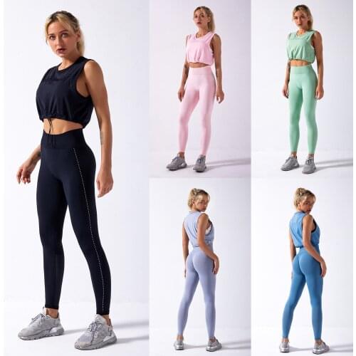 New seamless yoga suit drawstring top yoga fitness pants