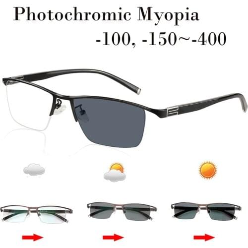 Myopia Sunglasses Photochromic Men Women Myopia Eyeglasses Frame with color lens Reading Sun glasses Myopia Eyewear-1.0-1.5~3.5