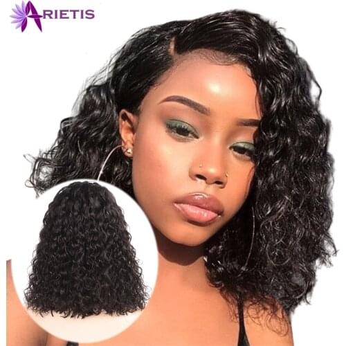 Brazilian Remy Short Bob Closure Wig Water Wave lace Front Human Hair Wigs For Black Women Pre Plucked Deep Curly Human Hair Wig