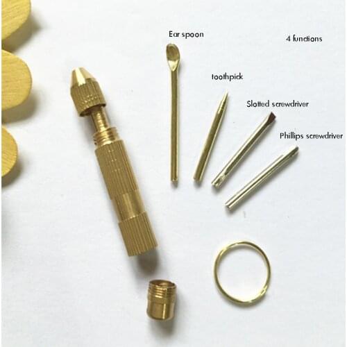 Keychain 4-in-1 Mini Screwdriver Multi-Function DIY Screwdriver Set Portable Toothpick Ear Spoon Phillips Slotted Screwdriver