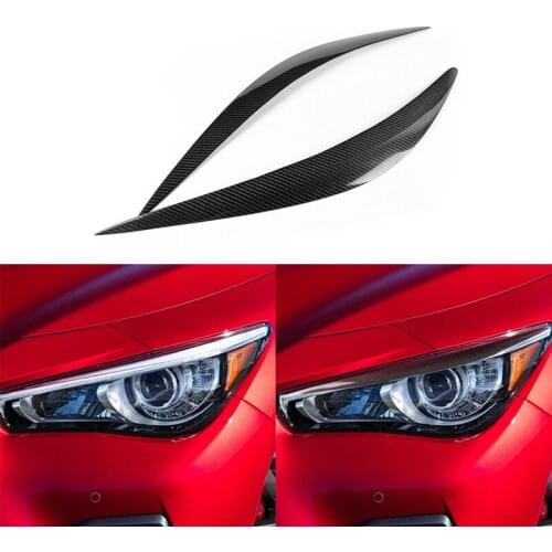 Real Carbon Fiber Headlight Eyelid Eyebrow Cover For Infiniti Q50 S 2014-2020 Car Stickers Headlight Protector Accessories
