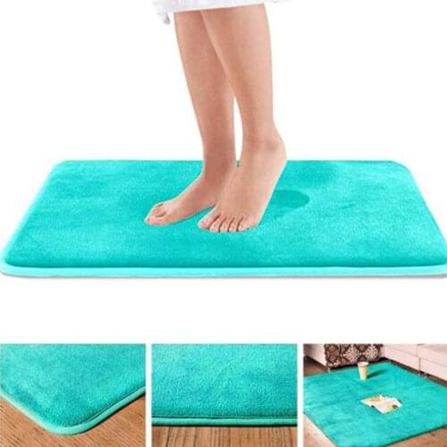 Home Bath Mat Non-slip Bathroom Carpet Soft Coral Fleece Memory Foam Rug Mat Kitchen Toilet Floor Decor Washable 6 colors