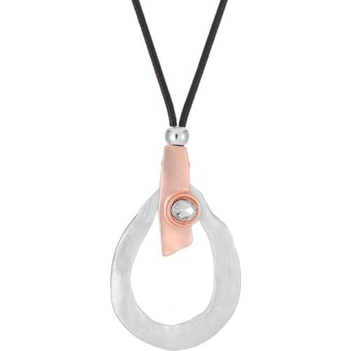 ELOHYI Long Necklace Double Plated Vintage Statement Geometric Pendants Women Fashion Jewelry Collares Mujer Kolye Jewelry