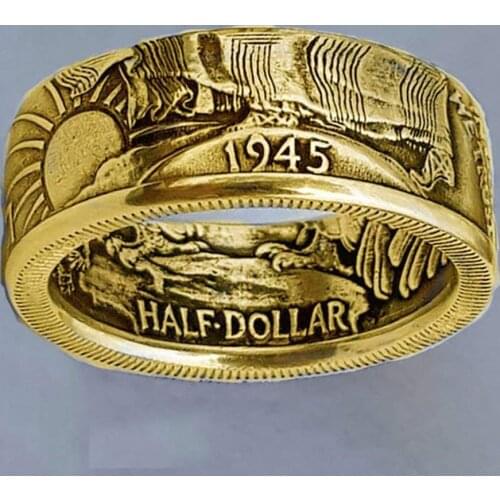 1945 History Ring Double Side Stamp Painting For Men Personality Finger Accessories Engagement Valentines Day Gift Ring