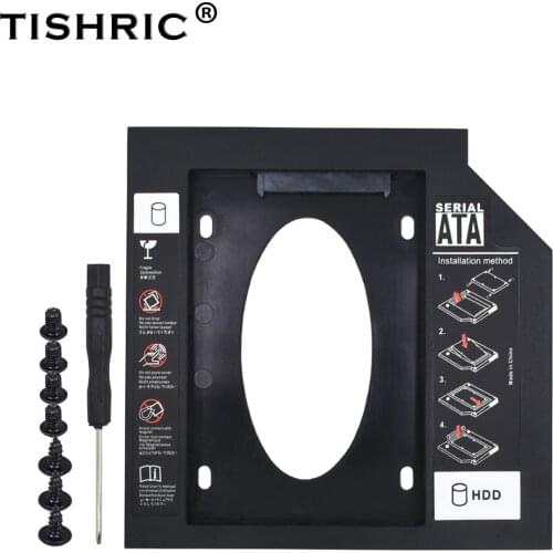 TISHRIC Hot Plastic Second 2nd HDD Caddy 12.7mm SATA 3.0 Optibay 2.5'' SSD DVD CD-ROM Adapter Hard Disk Driver Case Enclosure