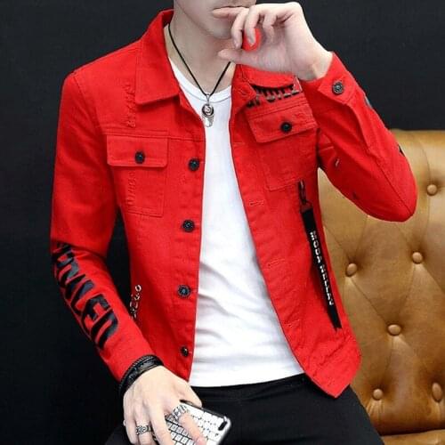 Men thin jacket slim fit denim jacket trendy spring summer Jeans Coats young students Casual Outerwear Long Sleeve Tops