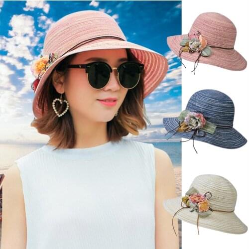 Fashionable Summer Beach Mid-brim Foldable Travel Straw Hat