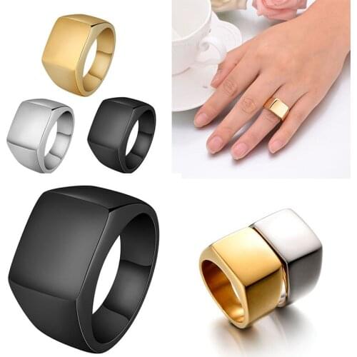 MenS Ring Punk 316L Stainless Steel Rock Width Signet Square Finger Rings For Men Hip Hop Party Jewelry Accessories 2021 Trendy