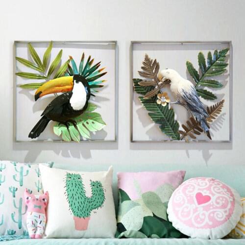 Modern Handmade Wrought Iron Wall Flower Bird Mural Crafts Decoration Home Wall Sticker Livingroom Background Sofa Ornaments Art