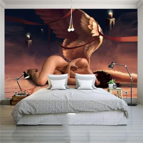 Custom Photo 3d Wallpaper Mural 3D Nude Beauty Angel Wings Background Wall Painting 3d Mural Wallpaper