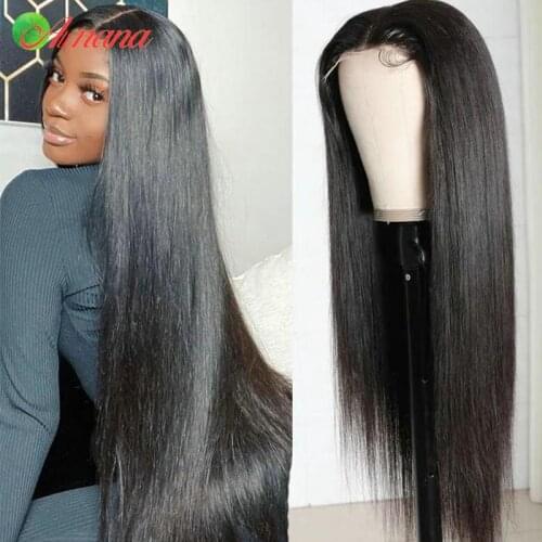 Alinana Peruvian 250% Density Human Hair Wigs 13x4 Lace Frontal Wigs 30'' Pre-Plucked Bleached Knots Straight 210% Density