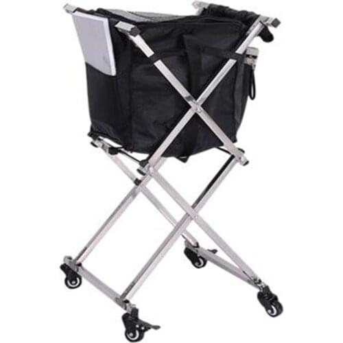 2020 Portable folding Stainless steel tennis cart picking badminton bag tennis trainer cart