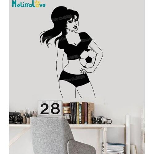 Lovely Design Vinyl Wall Decal Beautiful Soccer Girl Player Sports Fan Art Decor Stickers Self-adhesive Art Murals Gift YY757