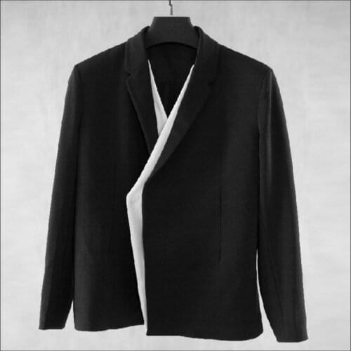 S-6xl 2020 Original Models New Mens Black And White Stitching Suits Jacket Hair Stylist Tide Plus Size Singer Clothing