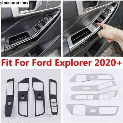 Inner Door Handle Armrest Surround Window Glass Lift Button Protection Control Panel Cover Trim Fit For Ford Explorer 2020 2021