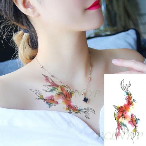 Waterproof Temporary Tattoo Sticker Whale Fish Watercolor Design Flash Tatoo Fake Tatto Hand Leg Arm for Men Women Kids