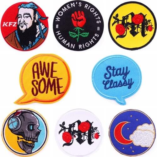 Embroidered Patches for Clothing Flowers Stripes Patch Stickers Skull Patch Iron on Patches for Clothes Fashion Sewing Decor DIY